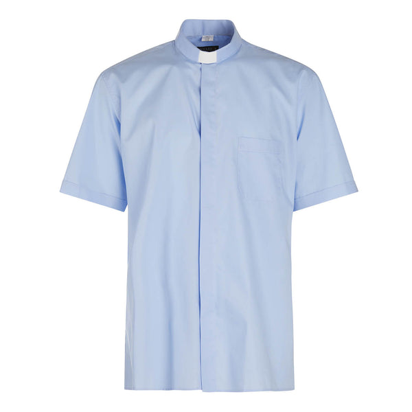 100% Cotton Shirt - Sky - Clergy - Short Sleeve