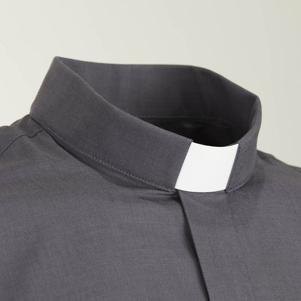 Priesterhemd aus 100% FIL A FIL - Anthrazit - Klerus - Langarm