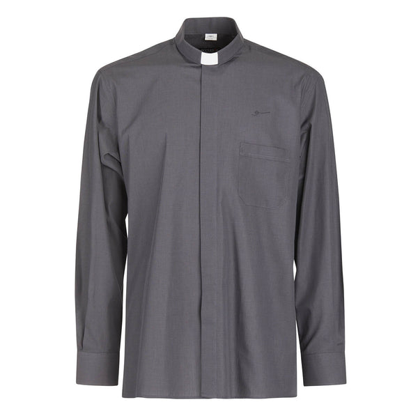 Chemise 100% FIL A FIL - Anthracite - col Clergy - Manches longues