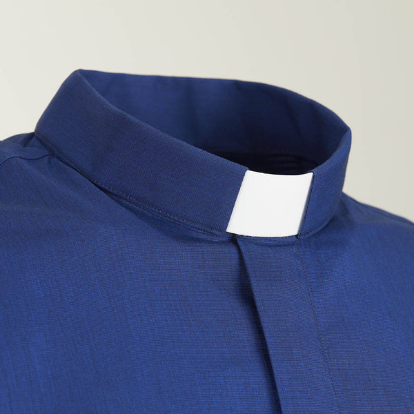 Priesterhemd aus 100% FIL A FIL - Blau - Klerus - Langarm