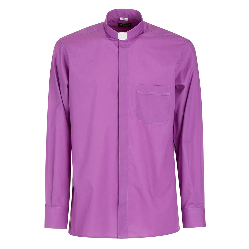 Priesterhemd aus POLYCOTTON – Lila – Römisches Design – Langarm