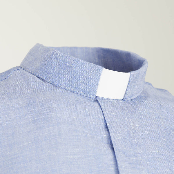 Camisa 100% Lino - Azul claro - Clero - Manga corta