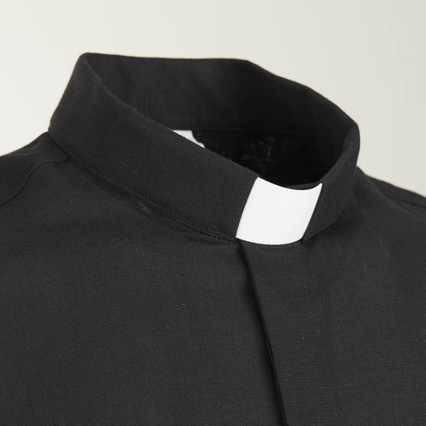 Camicia 100% Lino - Nero - Clergy - Manica Lunga