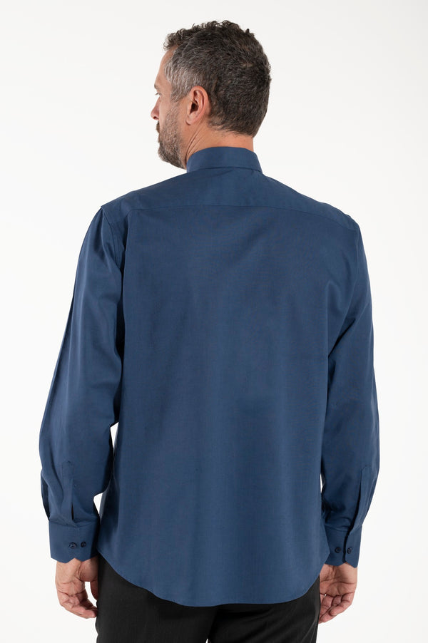 Camicia Misto-Lino - Blu - Clergy - Manica Lunga