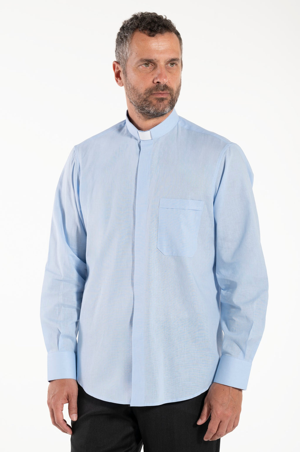 Camisa en mezcla de lino - Azul claro - Clero - Manga larga