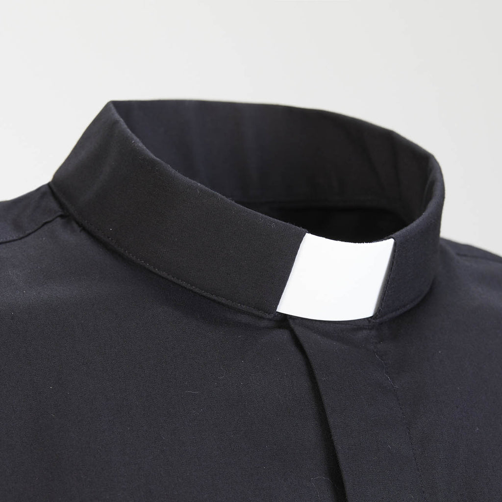 Shirt 100% Cotton - Black - Clergy - Long Sleeves