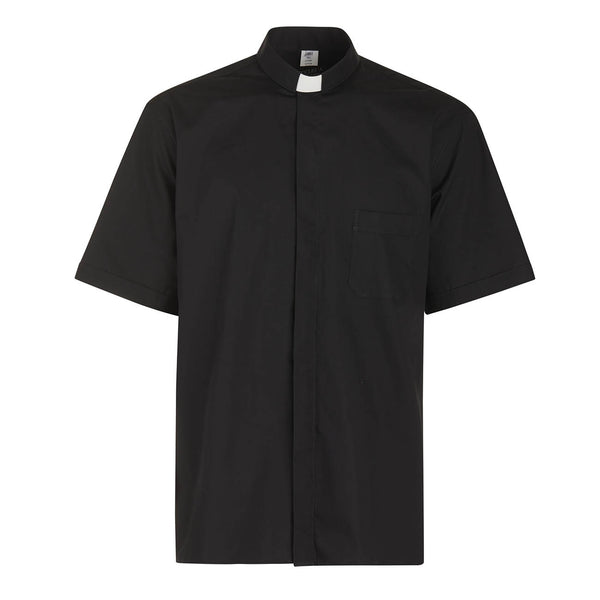 100% Cotton Shirt - Black - Clergy - Short Sleeve