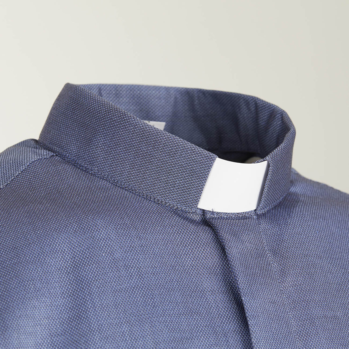 Priesterhemd NO IRON - Denim - 100% Baumwolle - Kurzarm