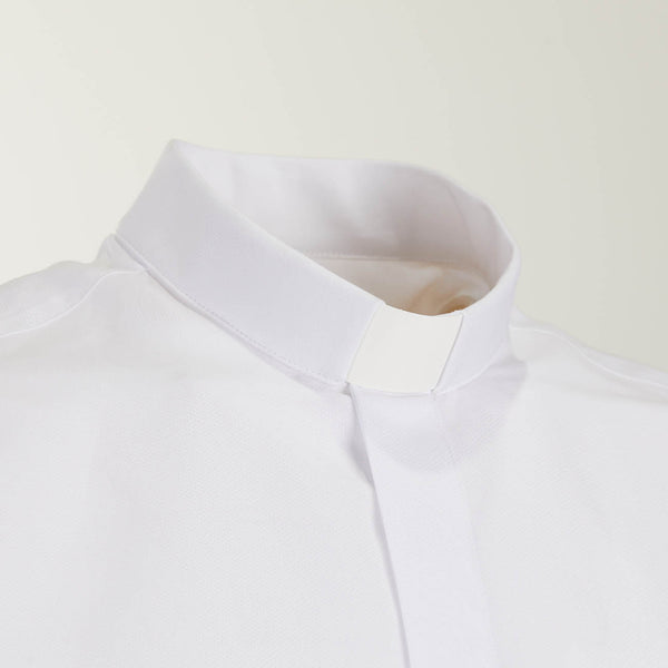 Koszula w Kropki - Biały - Czysta Bawełna Superior - z Koloratką - Długi rękaw
