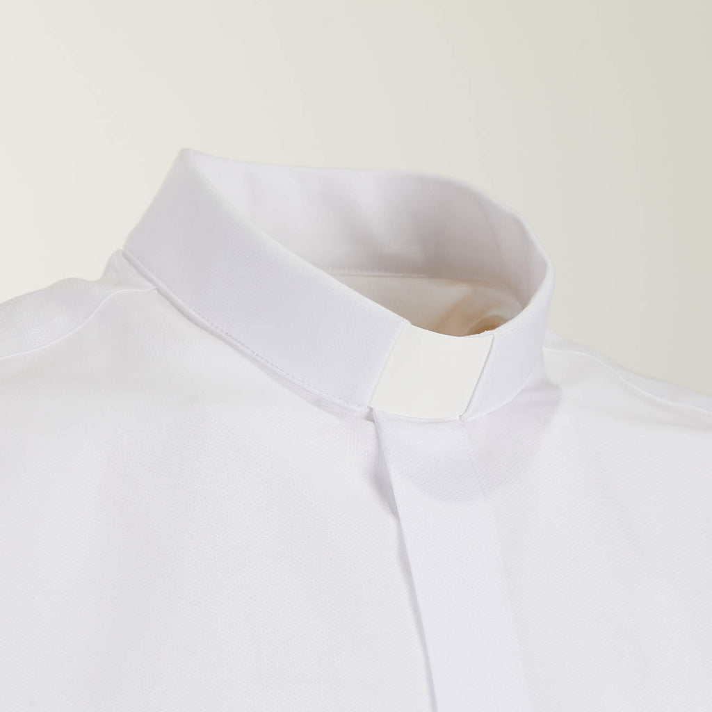 Camicia Puntinata - Bianco - Puro Cotone Superior - Clergy - Manica Lunga