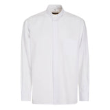 Dotted Shirt - White - Pure Superior Cotton - Clergy - Long Sleeve
