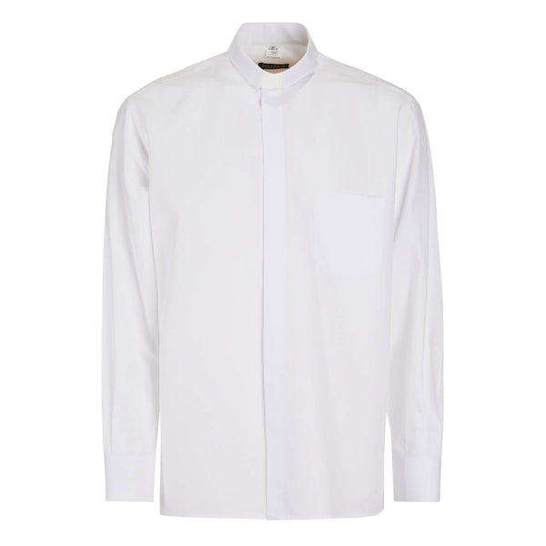 Priesterhemd mit Punkten - Weiß - Reine Baumwolle Superior - Klerus - Langarm