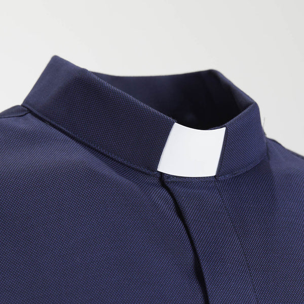 Dotted Shirt - Blue - Pure Superior Cotton - Clergy - Long Sleeve