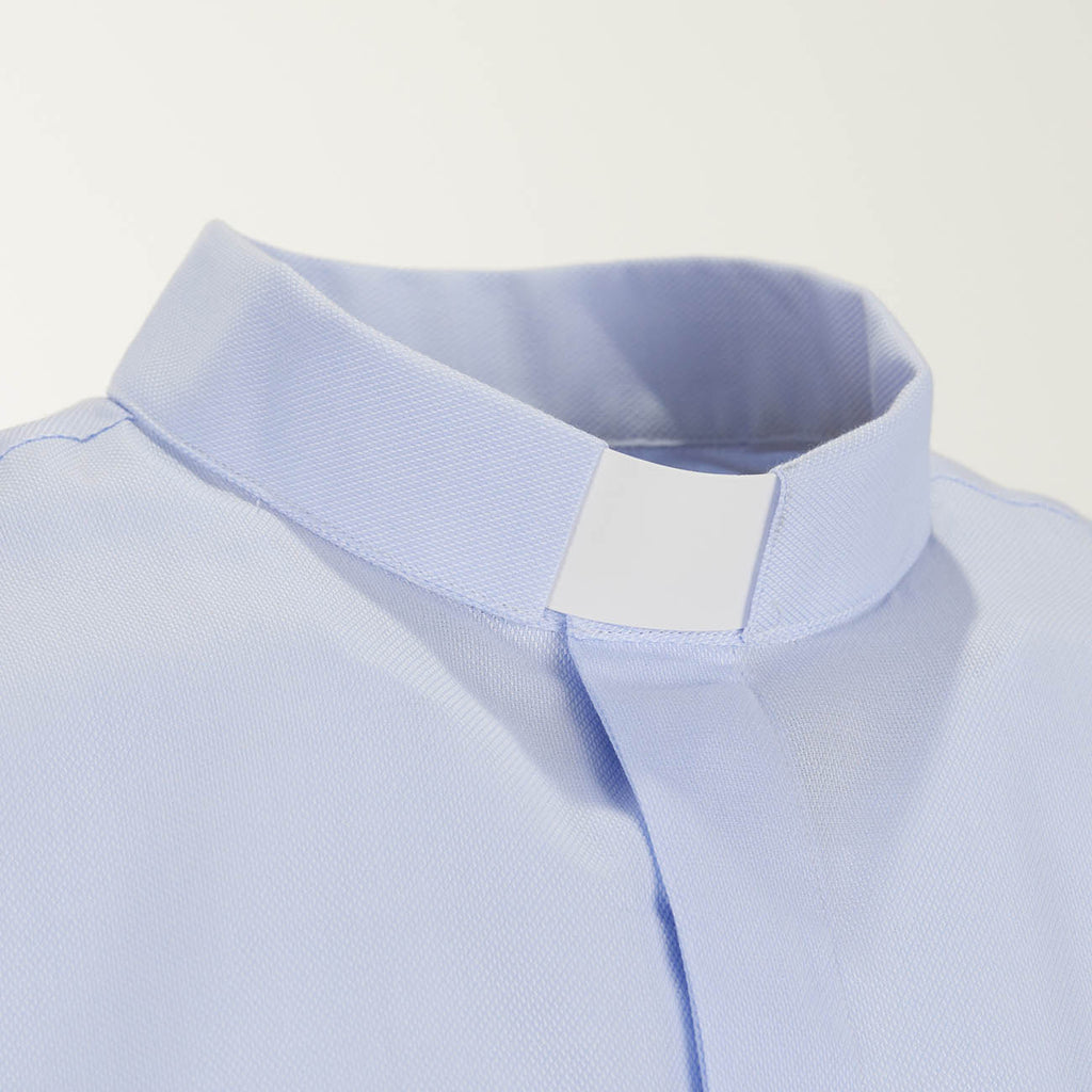 Camicia Puntinata - Celeste - Puro Cotone Superior - Clergy - Manica Lunga