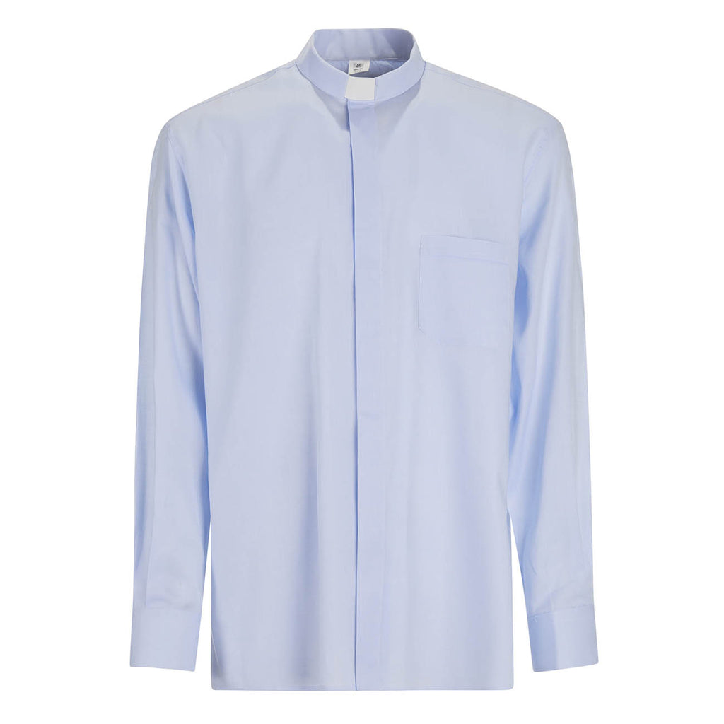 Camicia Puntinata - Celeste - Puro Cotone Superior - Clergy - Manica Lunga