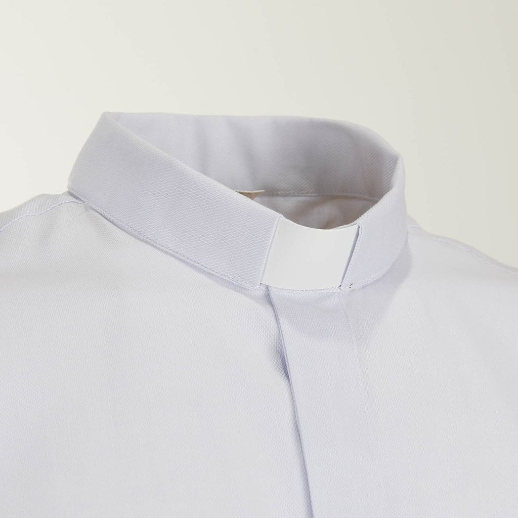 Camicia Puntinata - Grigio Chiaro - Puro Cotone Superior - Clergy - Manica Lunga