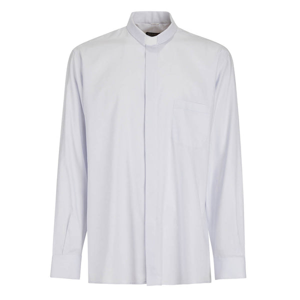 Camicia Puntinata - Grigio Chiaro - Puro Cotone Superior - Clergy - Manica Lunga
