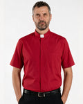 Priesterhemd aus POLYCOTTON – Rot – Römischer – Kurzarm