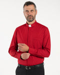 Priesterhemd aus POLYCOTTON – Rot – Römischer – Kurzarm
