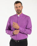 Priesterhemd aus POLYCOTTON – Lila – Römisches Design – Langarm