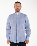 NEW - Camicia in Lino - Celeste - Romano - Manica Lunga