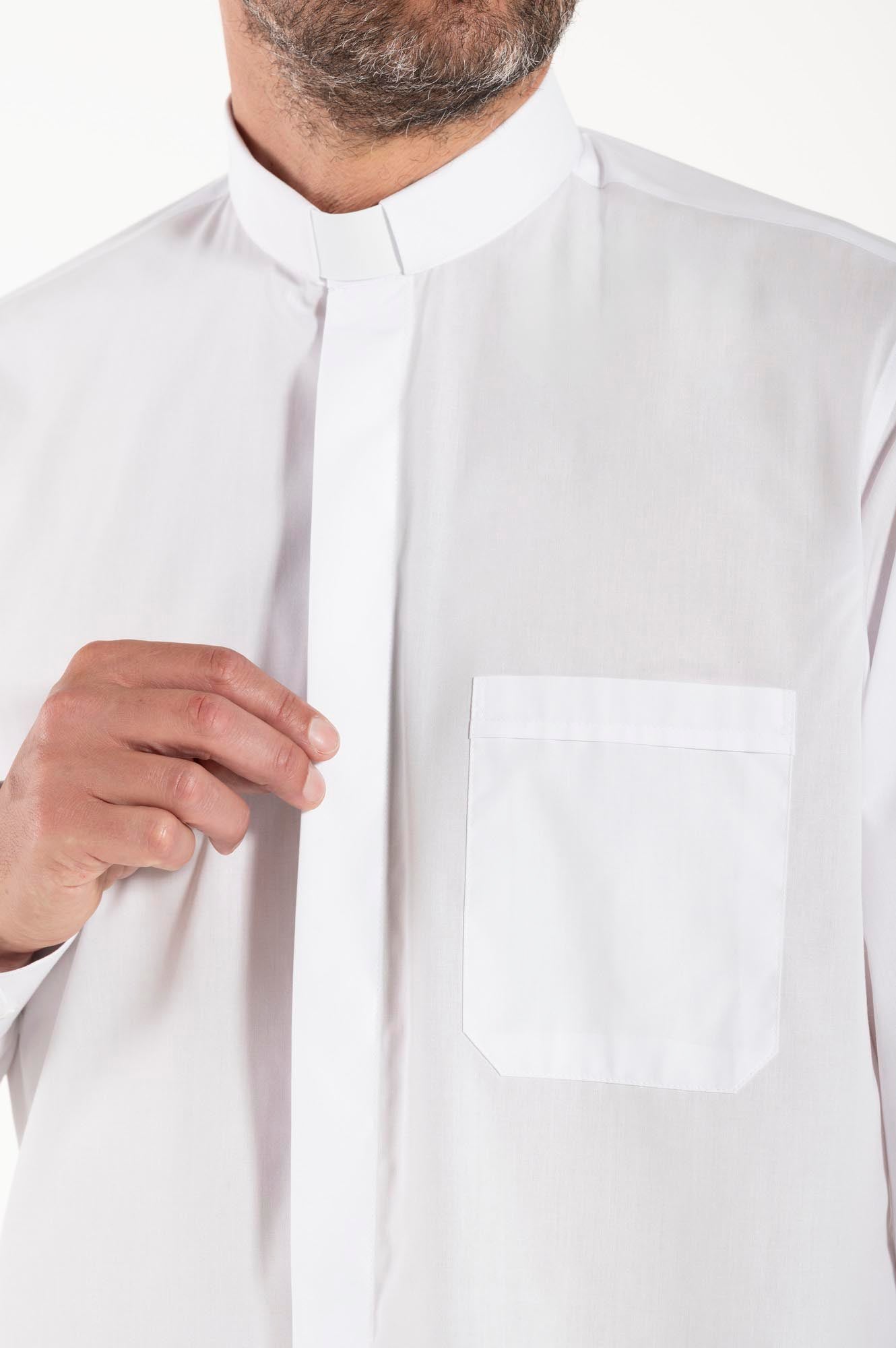 Camicia Polycotton - Bianco - Clergy - Manica Lunga