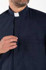 Camicia Polycotton - Blu - Clergy - Manica Corta