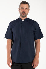 Camicia Polycotton - Blu - Clergy - Manica Corta