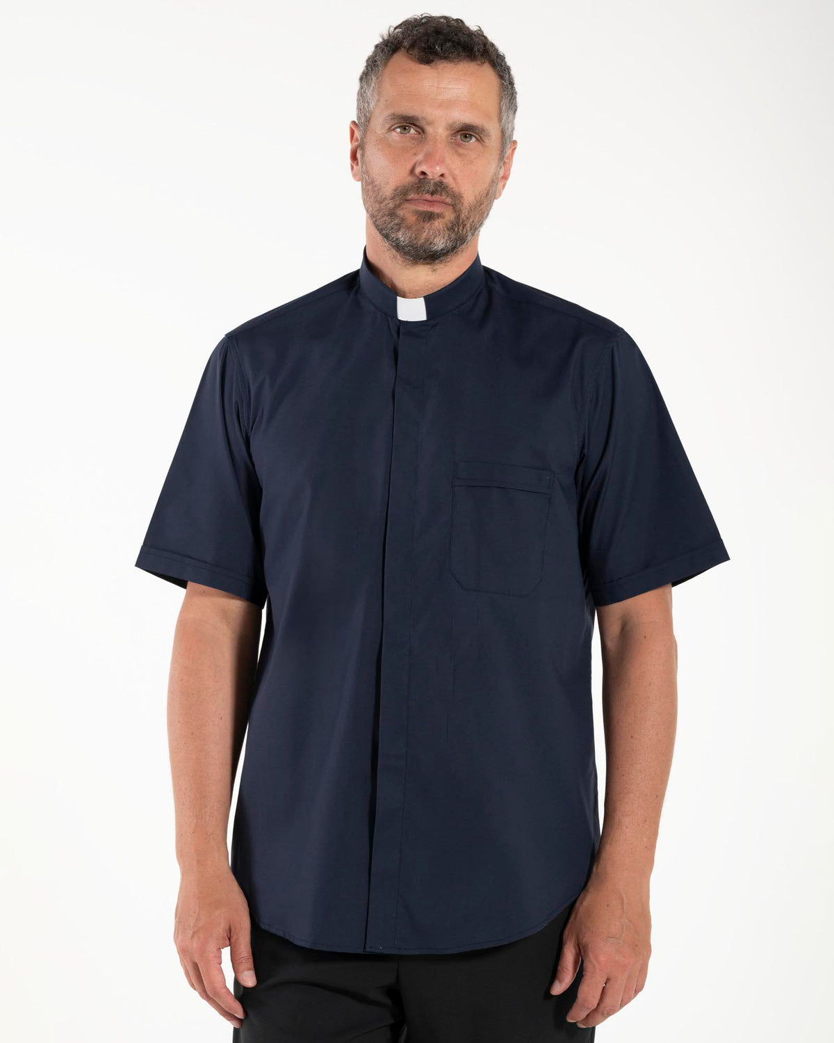 Camicia Polycotton - Blu - Clergy - Manica Corta