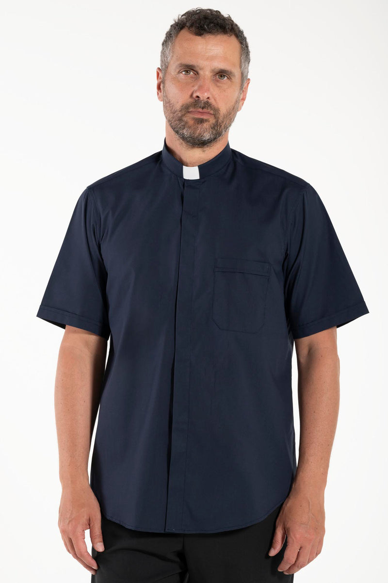 Camicia Polycotton - Blu - Clergy - Manica Corta