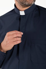 Camicia Polycotton - Blu - Clergy - Manica Lunga