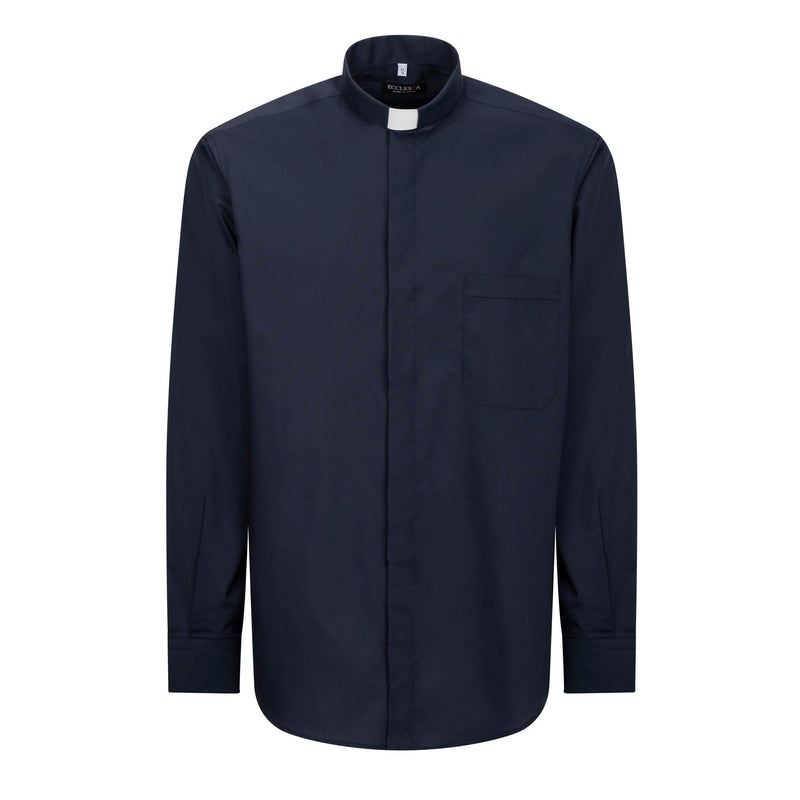 Camicia Polycotton - Blu - Clergy - Manica Lunga
