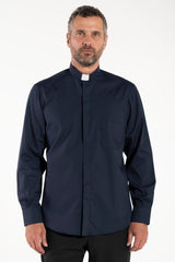 Camicia Polycotton - Blu - Clergy - Manica Lunga
