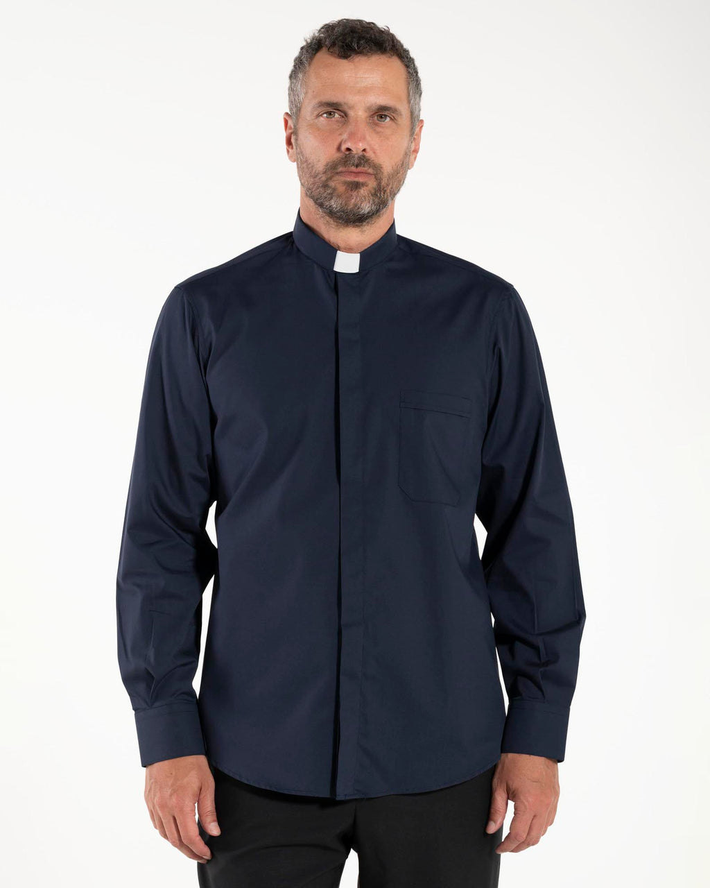 Polycotton Shirt - Blue - Clergy - Long Sleeve