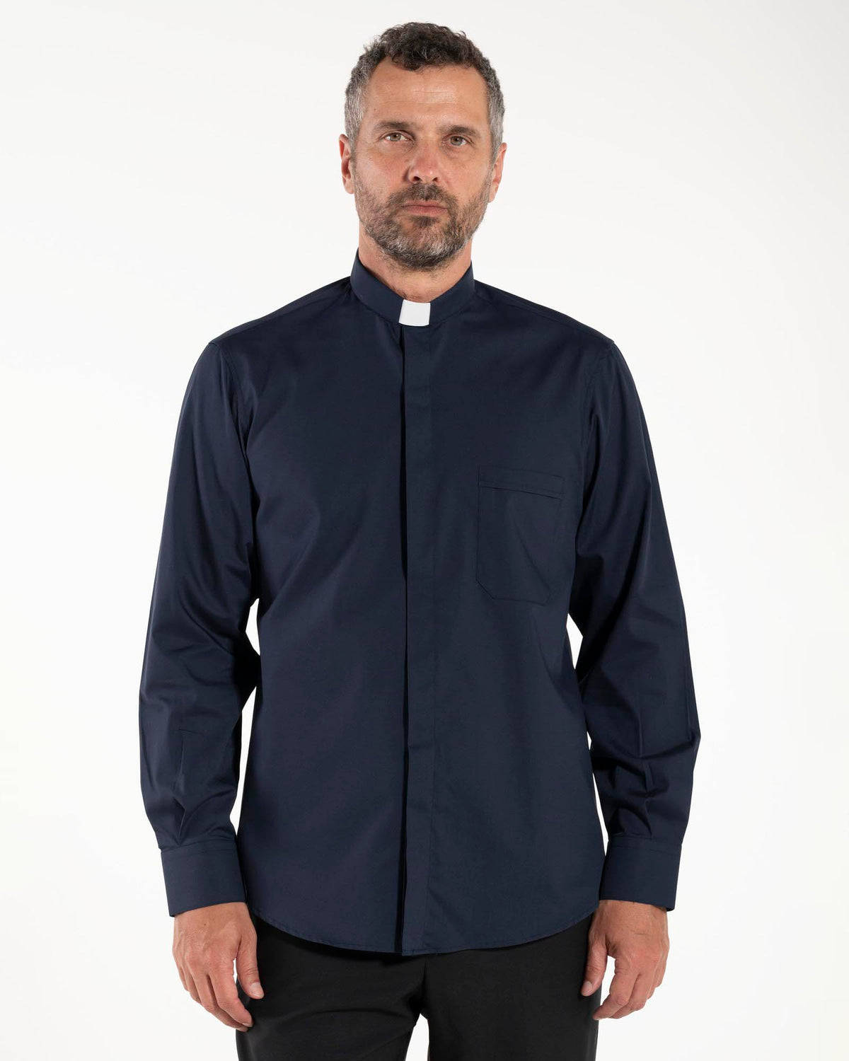 Camicia Polycotton - Blu - Clergy - Manica Lunga