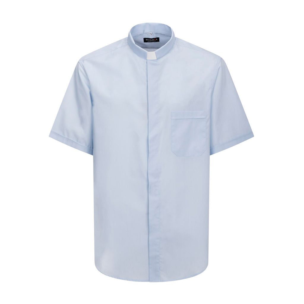 Camisa Polycotton - Azul-claro - Clerical - Manga Curta
