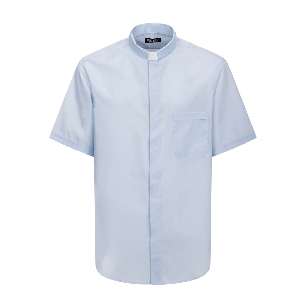 Camisa Polycotton - Azul-claro - Clerical - Manga Curta