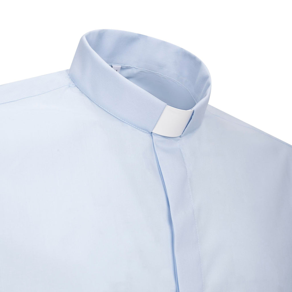 Koszula POLYCOTTON - Jasnoniebieski - Duchowni - Długi Rękaw
