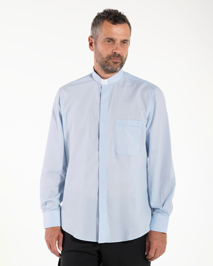 Camicia Polycotton - Celeste - Clergy - Manica Lunga