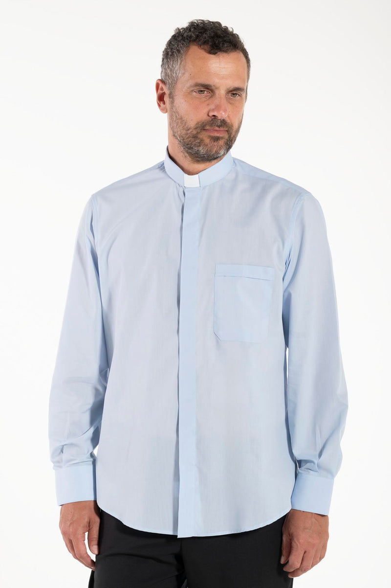 Camicia Polycotton - Celeste - Clergy - Manica Lunga
