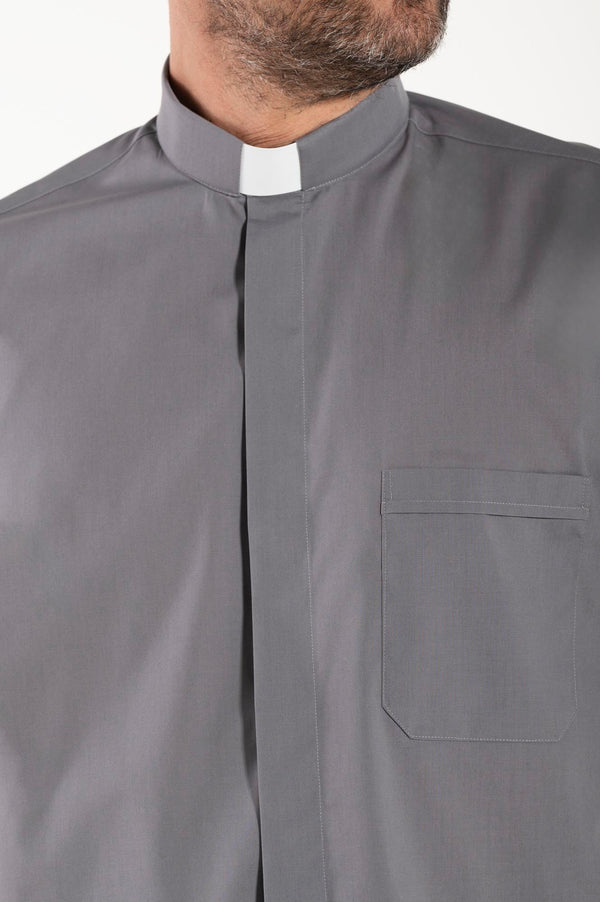 Camicia Polycotton - Antracite - Clergy - Manica Corta