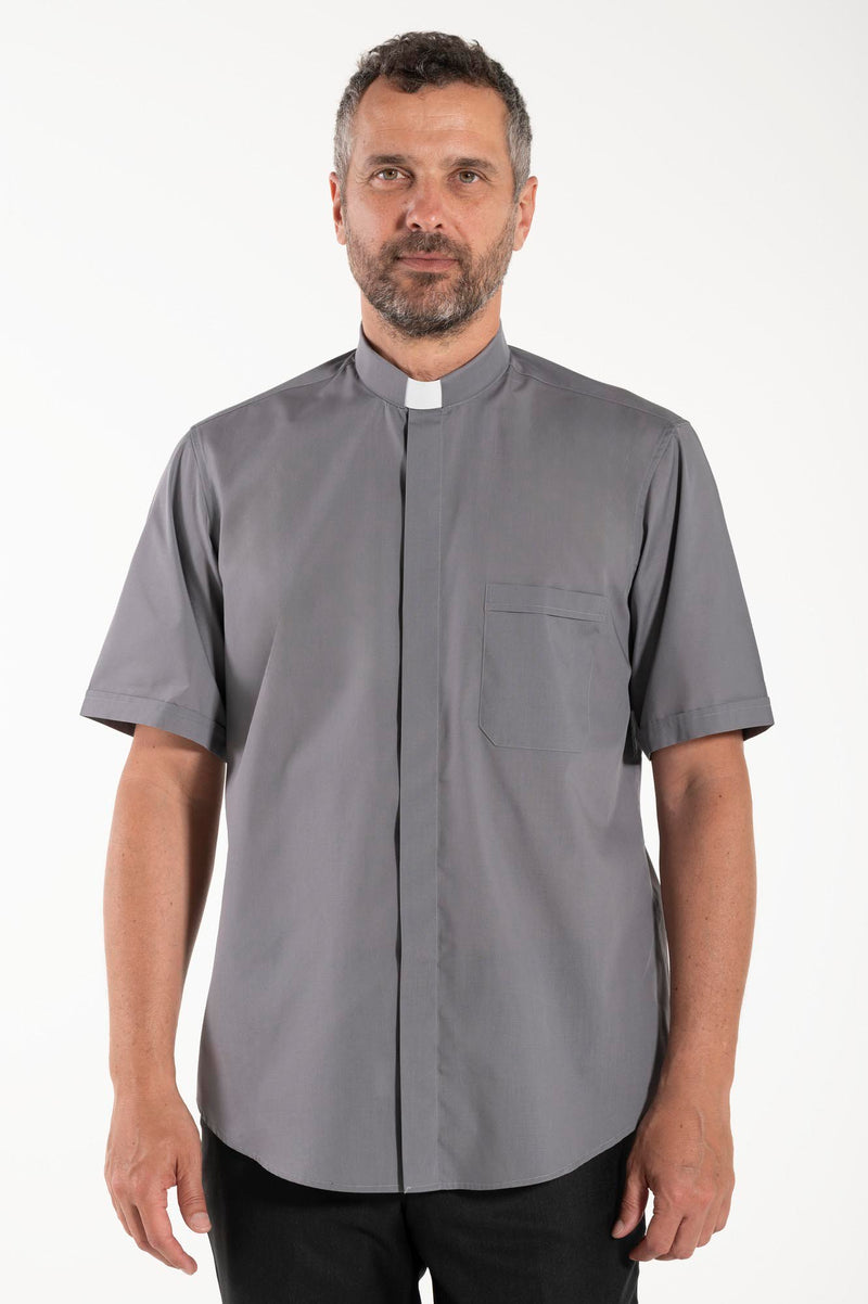 Camicia Polycotton - Antracite - Clergy - Manica Corta