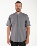 Polycotton Shirt - Charcoal - Clergy - Short Sleeve