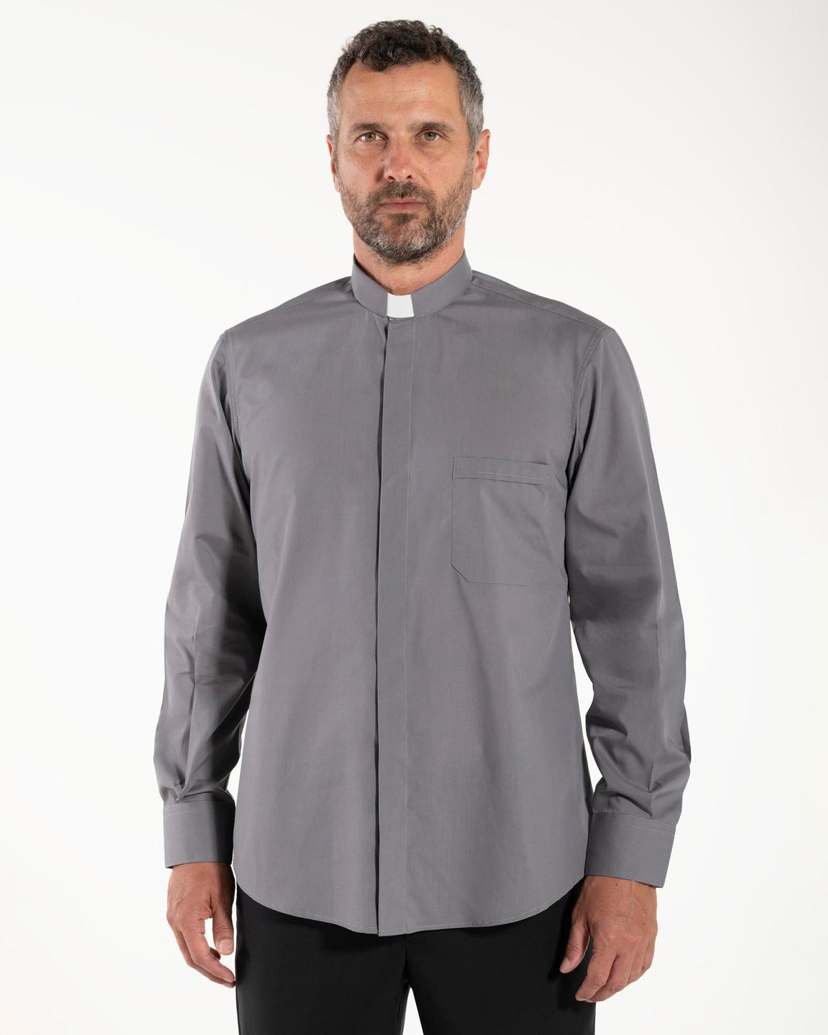 Camicia Polycotton - Antrcacite - Clergy - Manica Lunga