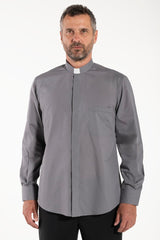 Camicia Polycotton - Grigio - Clergy - Manica Lunga