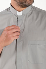 Camicia Polycotton - Grigio - Clergy - Manica Corta