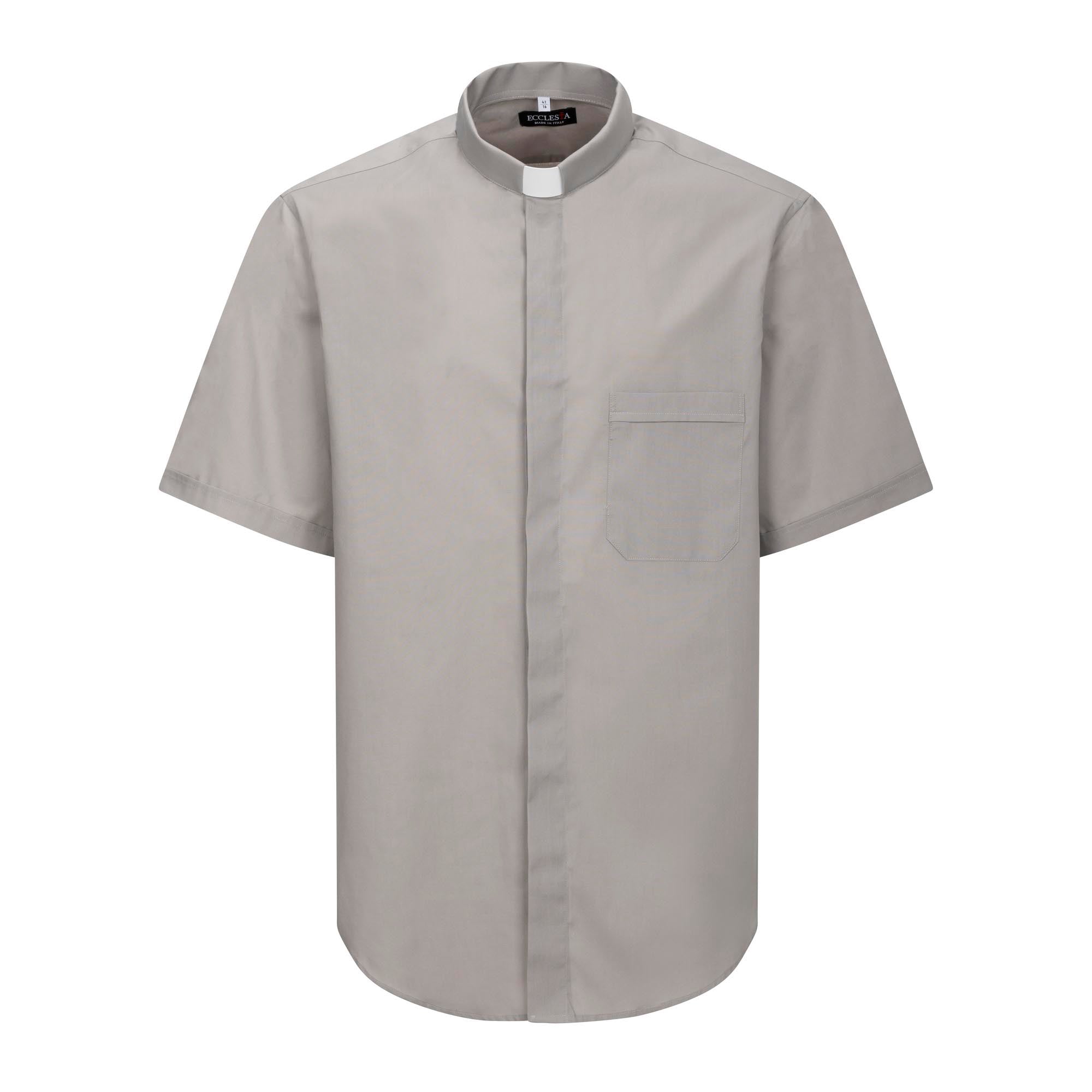 Camicia Polycotton - Grigio - Clergy - Manica Corta