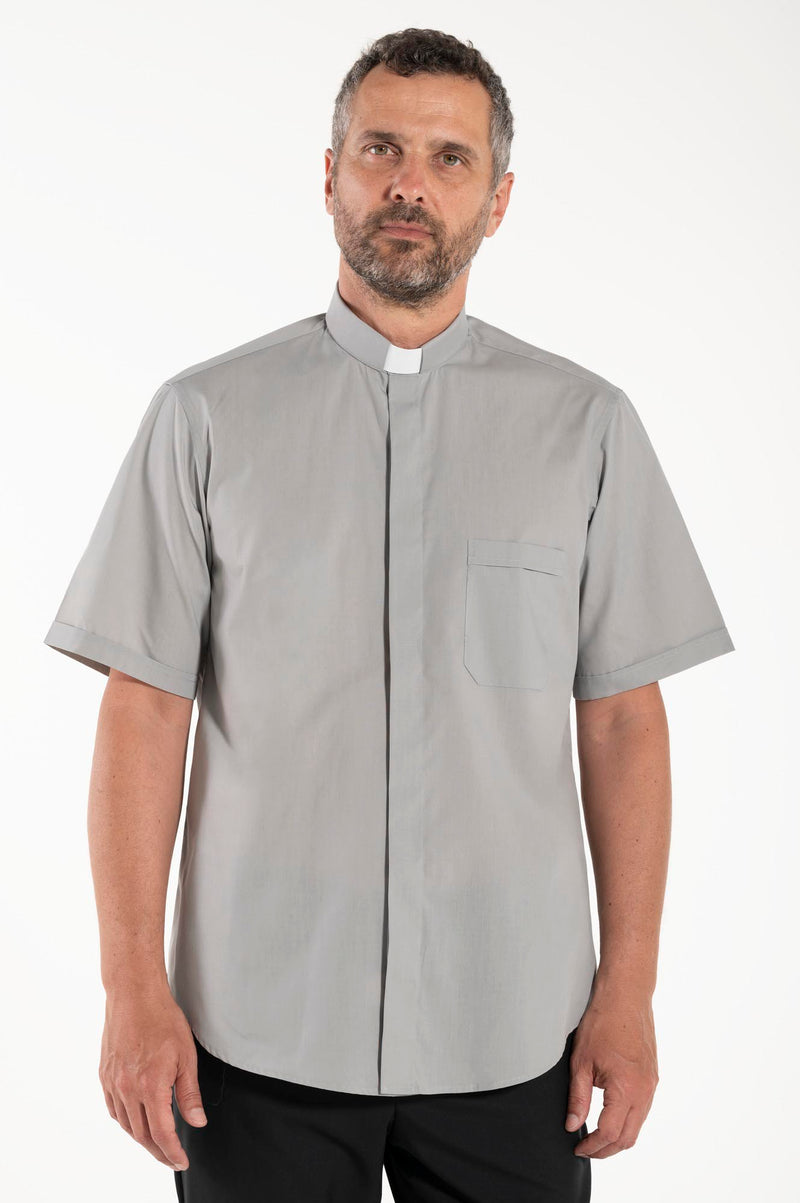Camicia Polycotton - Grigio - Clergy - Manica Corta