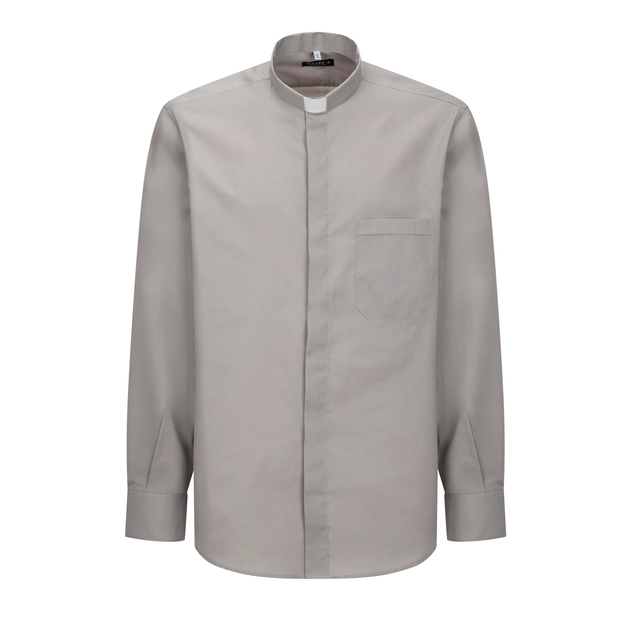 Camicia Polycotton - Grigio - Clergy - Manica Lunga