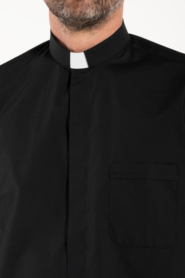 Camicia Polycotton - Nero - Clergy - Manica Corta